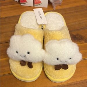Yellow Plush Cloud Slippers